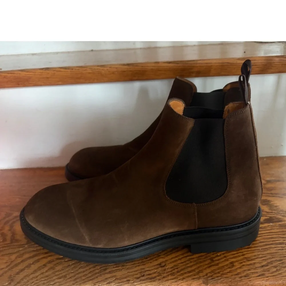 Magnanni Brown Suede Chelsea Boots Mens EU 45 Lug Sole Made in Portugal 24194